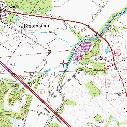 Topographic Map of Fourche a Du Clos, MO