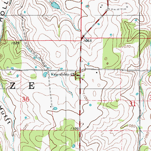 Topographic Map of Friendship Church, MO