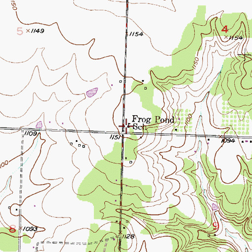 Topographic Map of Frog Pond School (historical), MO