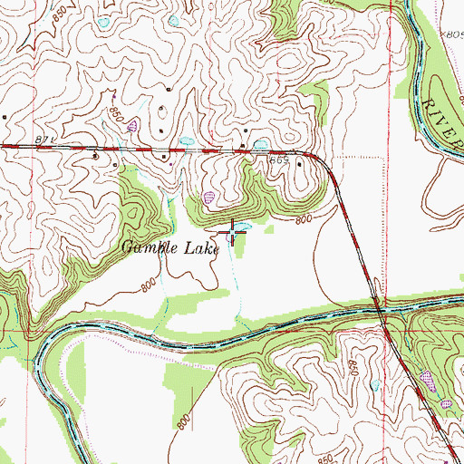 Topographic Map of Gamble Lake, MO