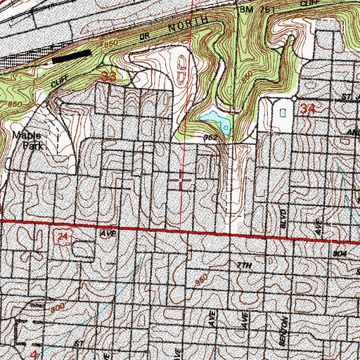Topographic Map of Garfield Elementary School, MO