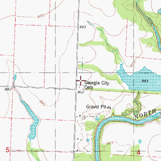 Topographic Map of Georgia City Cemetery, MO