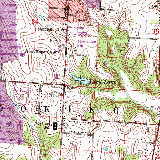 Topographic Map of Glen Lake, MO