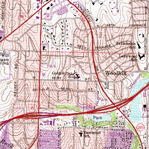 Topographic Map of Golden Oaks Education Center, MO