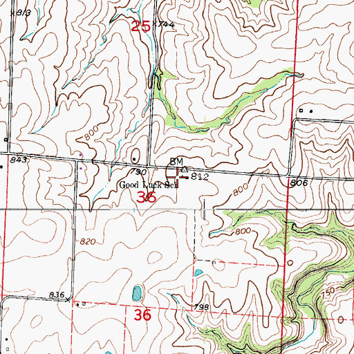 Topographic Map of Good Luck School (historical), MO