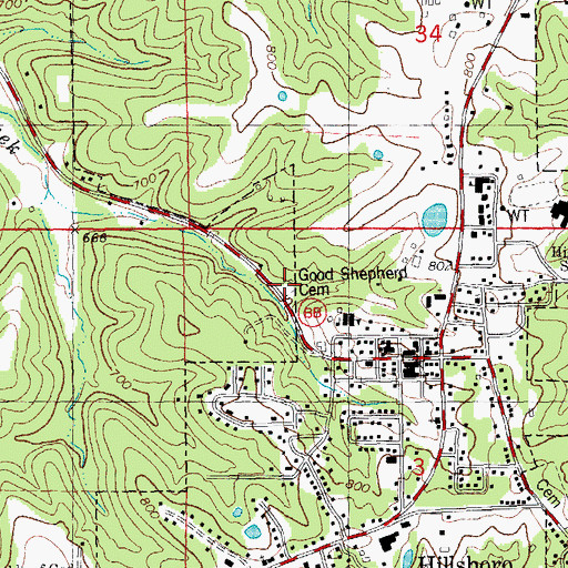 Topographic Map of Good Shepherd Cemetery, MO