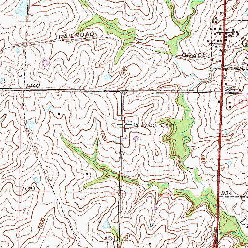 Topographic Map of Grayson Cemetery, MO