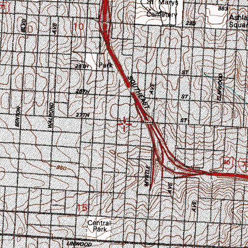 Topographic Map of Greenwood School (historical), MO