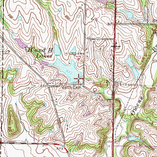 Topographic Map of H and H Lakes, MO