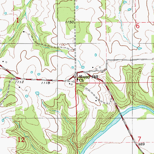 Topographic Map of Happy Hill Church, MO