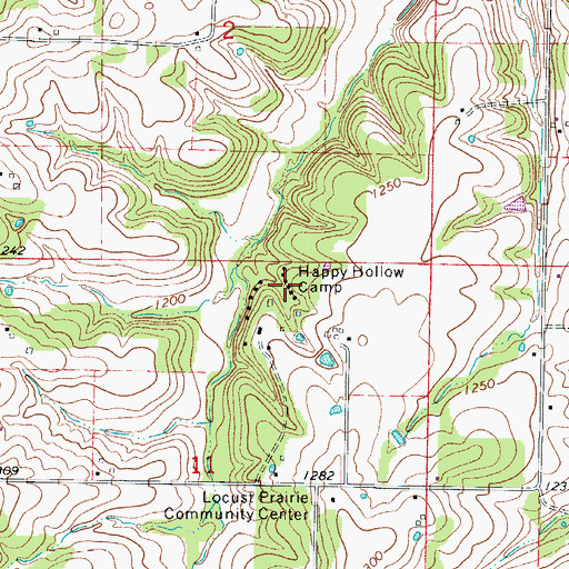 Topographic Map of Happy Hollow Camp, MO