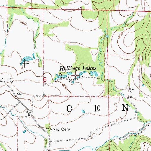 Topographic Map of Hellings Lakes, MO