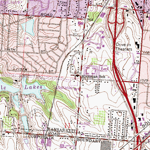 Topographic Map of Hickman School, MO