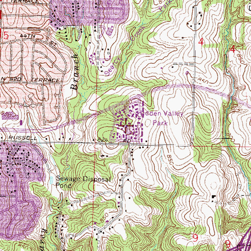 Topographic Map of Hidden Valley Park, MO