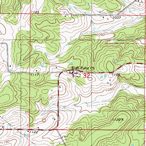 Topographic Map of High Point Church, MO