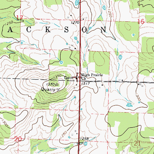 Topographic Map of High Prairie Church, MO