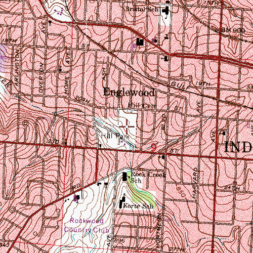 Topographic Map of Hill Park, MO
