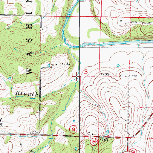 Topographic Map of Hog Eye Branch, MO