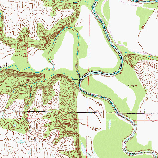 Topographic Map of Holland Branch, MO