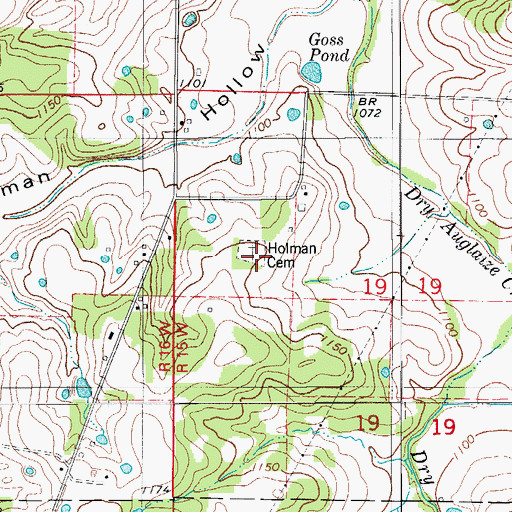 Topographic Map of Holman Cemetery, MO