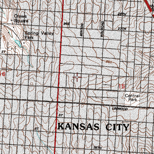 Topographic Map of Holmes School (historical), MO