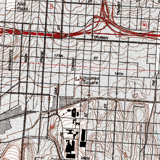 Topographic Map of Holmes Square, MO
