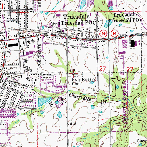 Topographic Map of Holy Rosary Cemetery, MO