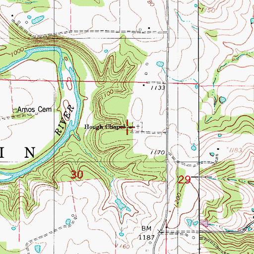 Topographic Map of Hough Chapel, MO