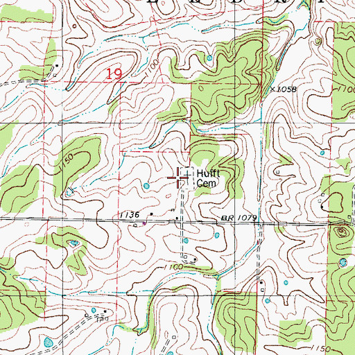 Topographic Map of Hufft Cemetery, MO