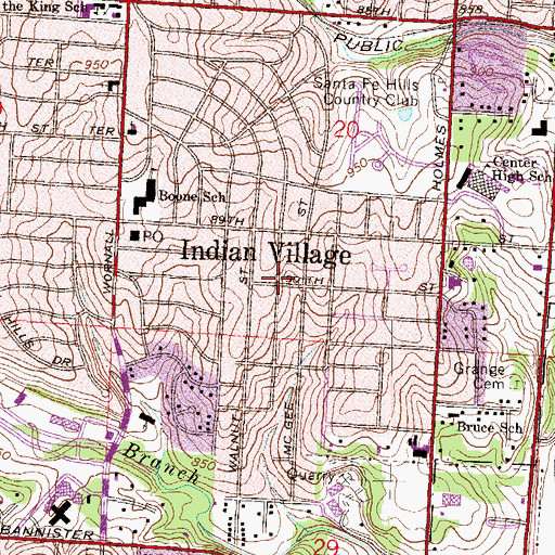 Topographic Map of Indian Village, MO