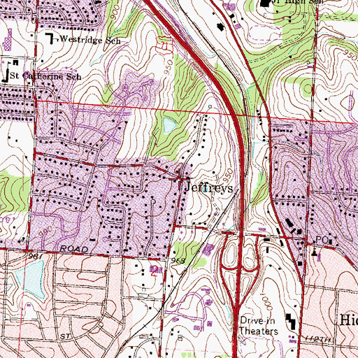 Topographic Map of Jeffreys, MO
