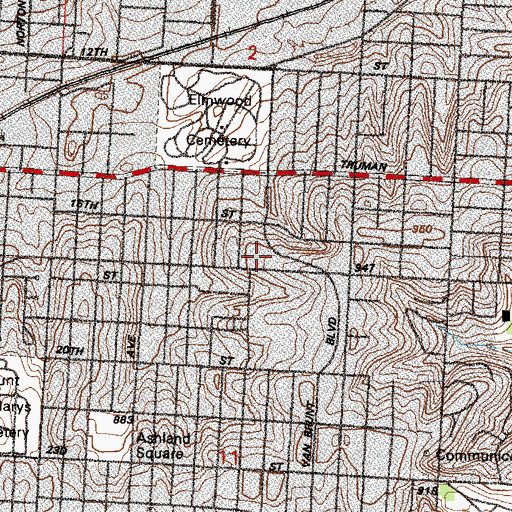 Topographic Map of Kensington School, MO