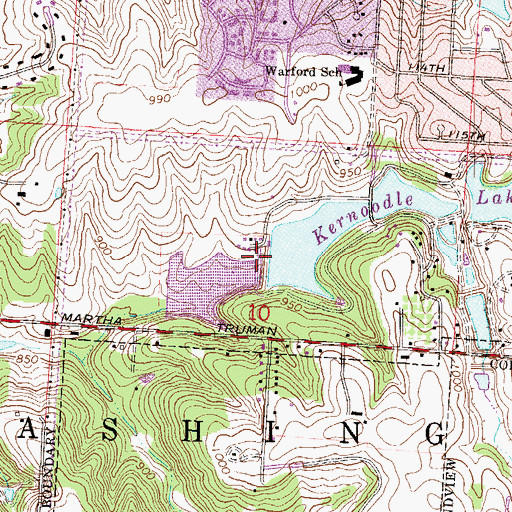 Topographic Map of Kernoodle Lake, MO