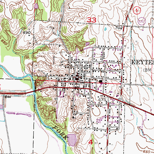 Topographic Map of Keytesville, MO