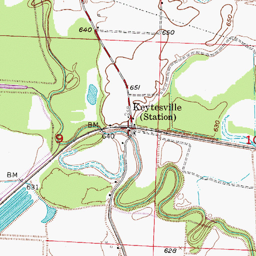 Topographic Map of Keytesville, MO