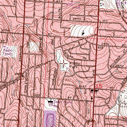Topographic Map of Kiddie Park, MO