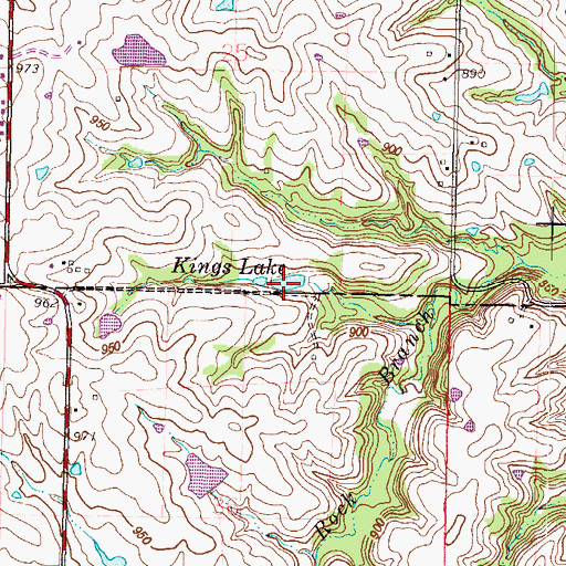 Topographic Map of Kings Lake, MO