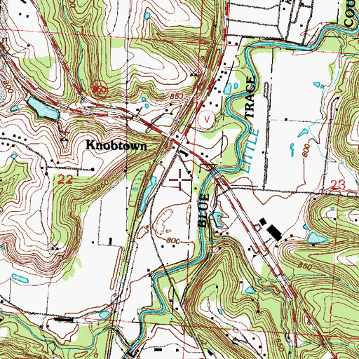 Topographic Map of Knobtown, MO