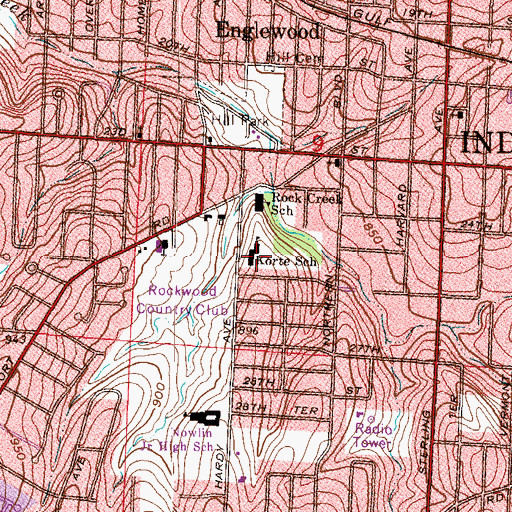 Topographic Map of Korte Elementary School, MO