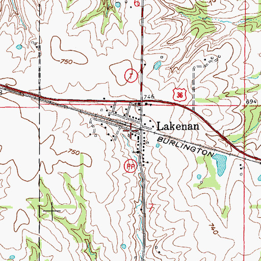 Topographic Map of Lakenan, MO