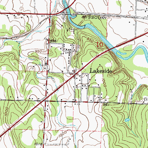 Topographic Map of Lakeside, MO