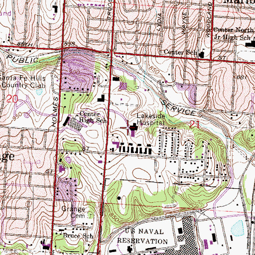 Topographic Map of Lakeside Hospital, MO