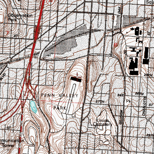 Topographic Map of Liberty Memorial, MO