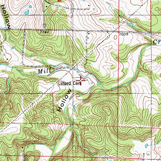 Topographic Map of Lillard Cemetery, MO