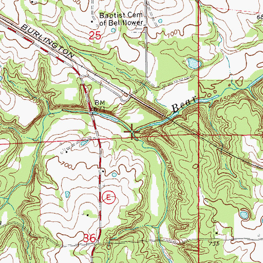 Topographic Map of Little Bear Creek, MO
