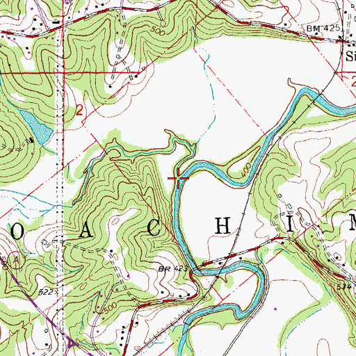 Topographic Map of Little Creek, MO