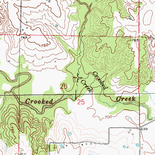 Topographic Map of Little Crooked Creek, MO