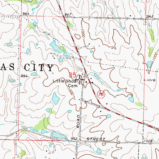 Topographic Map of Little Shoal Cemetery, MO