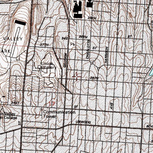 Topographic Map of Longfellow Elementary School, MO