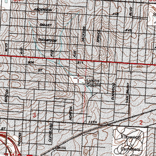 Topographic Map of Lykins Square, MO